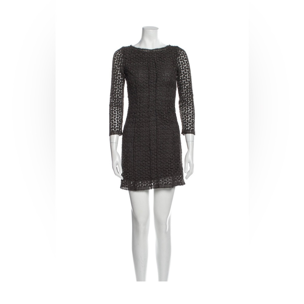 Diane von Furstenberg grey mini dress with overlay lace details XS US2